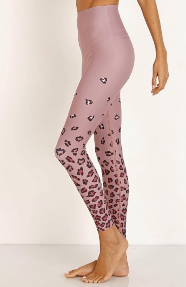 Pink Leopard Leggings Leopard Leggings Pink Metallic Pants Metallic Pink  Leopard Leggings 