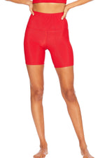 Beach Riot - Red Ribbed Bike Shorts - 35 Strong