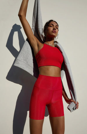 Beach Riot - Red Ribbed Bike Shorts - 35 Strong