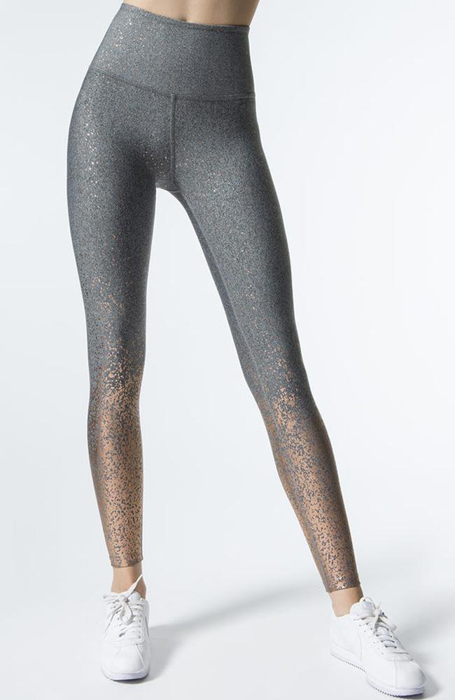 Beyond Yoga Women's Alloy Sparkle High Waisted Midi Legging (Black Foil,  Size M), Women's